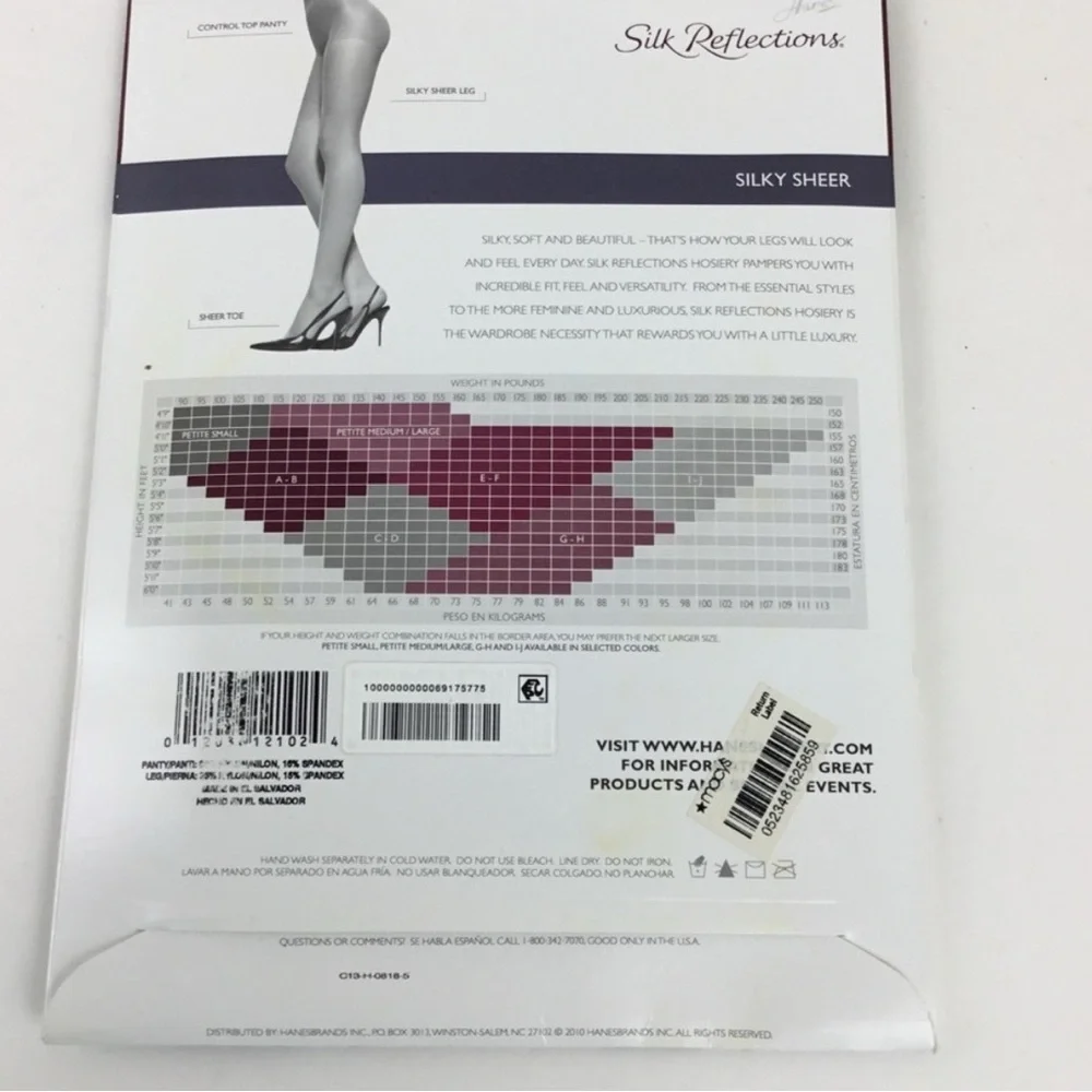 Hanes Silk Reflections Silky Sheer Control Top Pantyhose Size AB Barely There